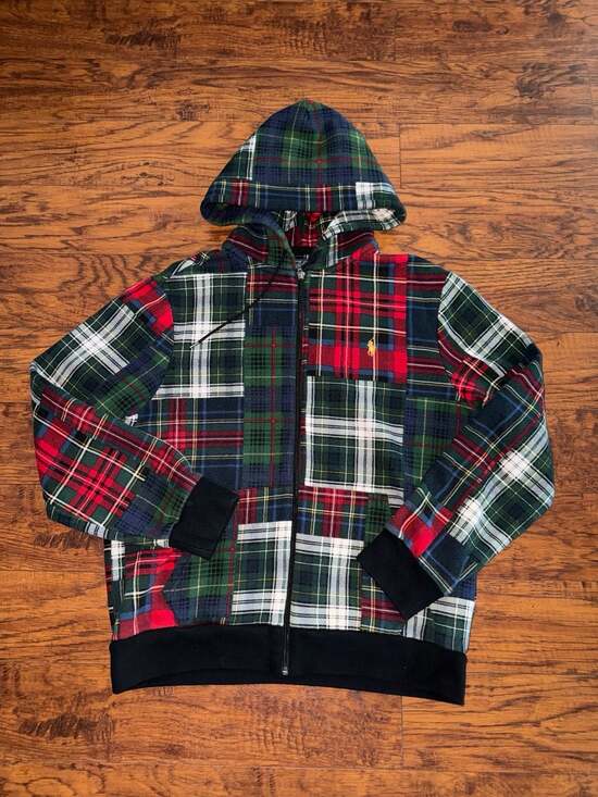 Polo Ralph Lauren Other - Polo Ralph Lauren Men's Patchwork Plaid Full Zip Fleece Hoodie Multicolor Large